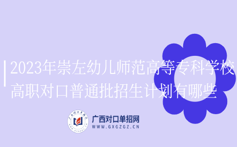 2023年崇左幼儿师范高等专科学校高职对口普通批招生计划
