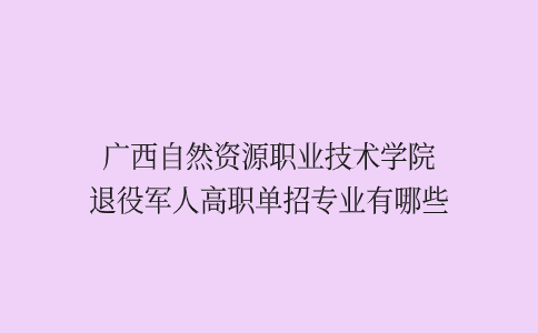 广西自然资源职业技术学院退役军人高职单招专业