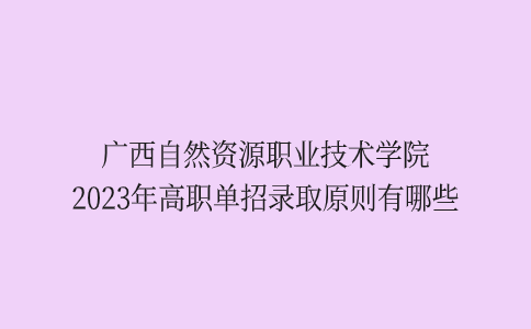 广西自然资源职业技术学院2023年高职单招录取原则