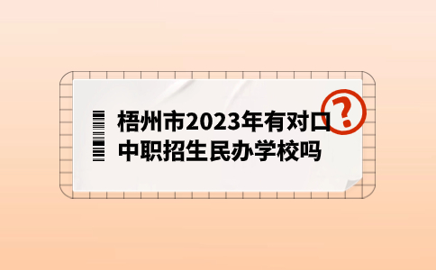 梧州市2023年有对口中职招生民办学校吗