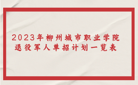 2023年柳州城市职业学院退役军人单招计划表