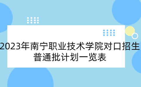 2023年南宁职业技术学院对口招生普通批计划