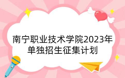 南宁职业技术学院2023年单独招生征集计划