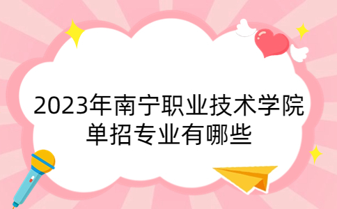 2023年南宁职业技术学院单招专业有哪些