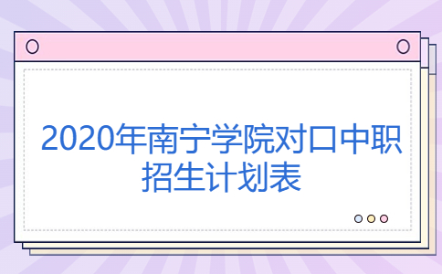 2020年南宁学院对口中职招生计划