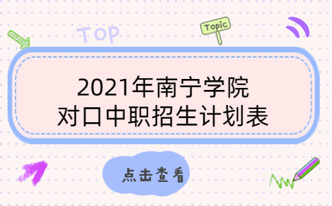 2021年南宁学院对口中职招生计划