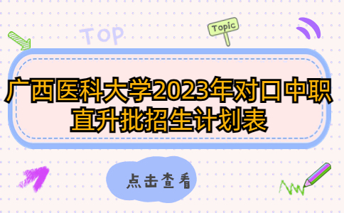 广西医科大学2023年对口中职直升批招生计划