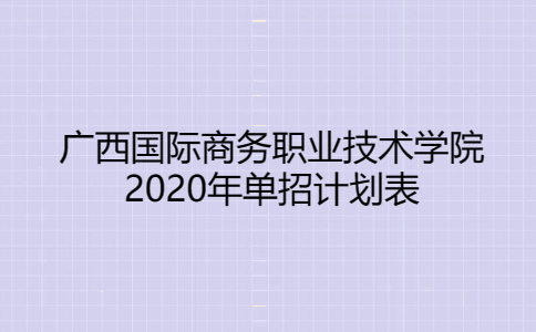 广西国际商务职业技术学院2020年单招计划