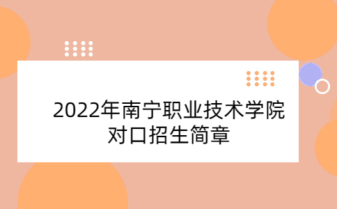 2022年南宁职业技术学院对口招生简章