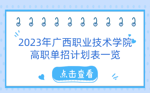 2023年广西职业技术学院高职单招计划