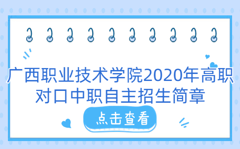 广西职业技术学院2020年高职对口中职自主招生简章