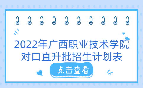 2022年广西职业技术学院对口直升批招生计划表