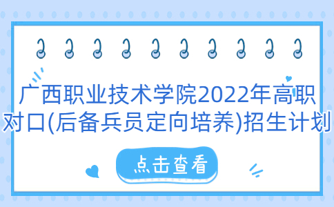 广西职业技术学院2022年高职对口(后备兵员定向培养)招生计划
