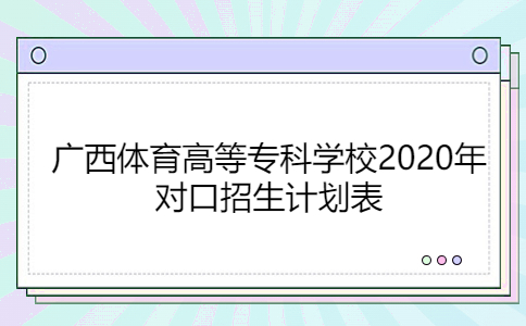 广西体育高等专科学校2020年对口招生计划