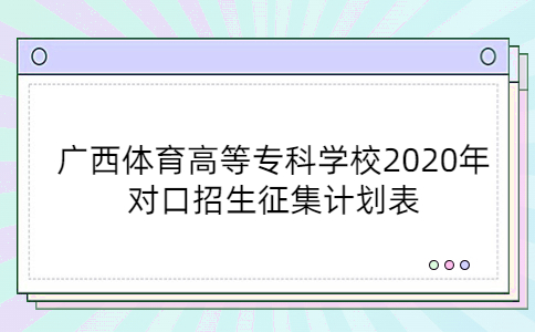 广西体育高等专科学校2020年对口招生征集计划