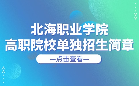 北海职业学院2024年高职院校单独招生简章